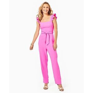 NWT Lilly Pulitzer Eppley Jumpsuit Prosecco Pink Sz 2 flutter/ruffle sleeve